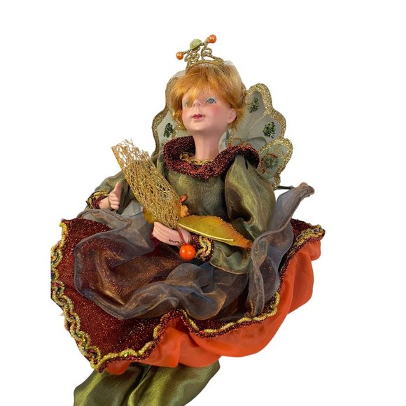 Vintage ENCHANTED FAIRY Figurine Woodland Autumn Fall Leaves Height Handmade 13" - Picture 6 of 8